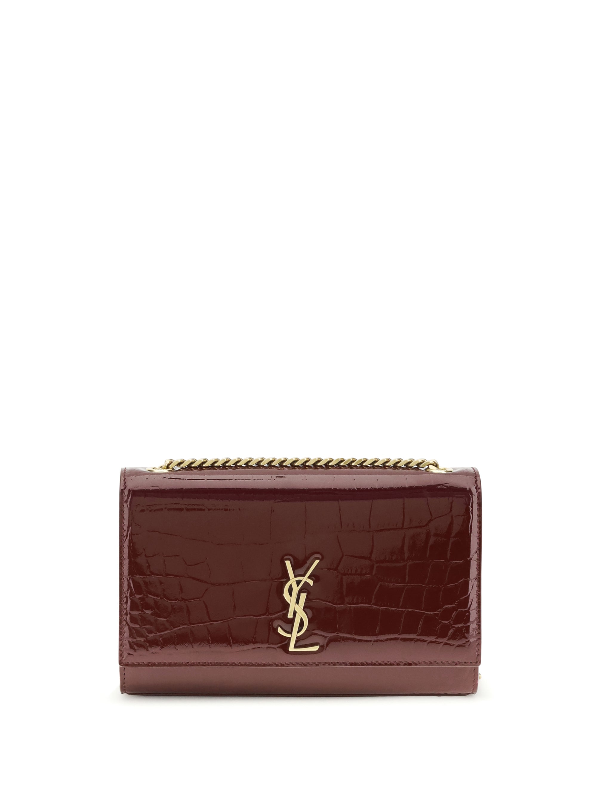 small kate shoulder bag crocodile-embossed patent leather