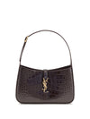 5 à 7 shoulder bag in crocodile-embossed patent leather