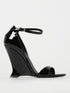 FERRAGAMO 10½ vidette patent leather sandals with wedge