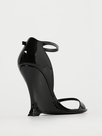 FERRAGAMO 10½ vidette patent leather sandals with wedge