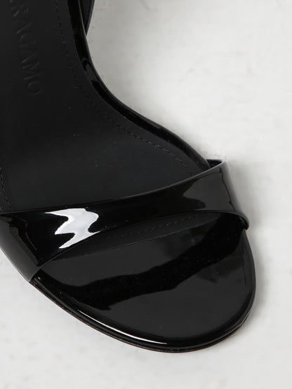 FERRAGAMO 10½ vidette patent leather sandals with wedge