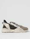 flow leather and jacquard fabric sneakers with zip