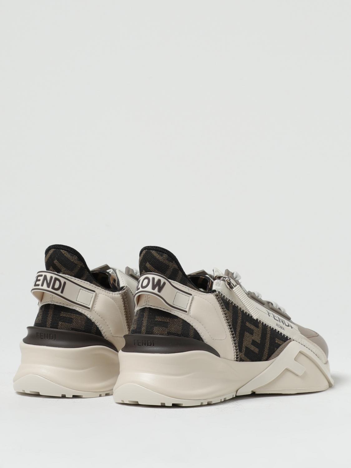 flow leather and jacquard fabric sneakers with zip