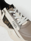 flow leather and jacquard fabric sneakers with zip