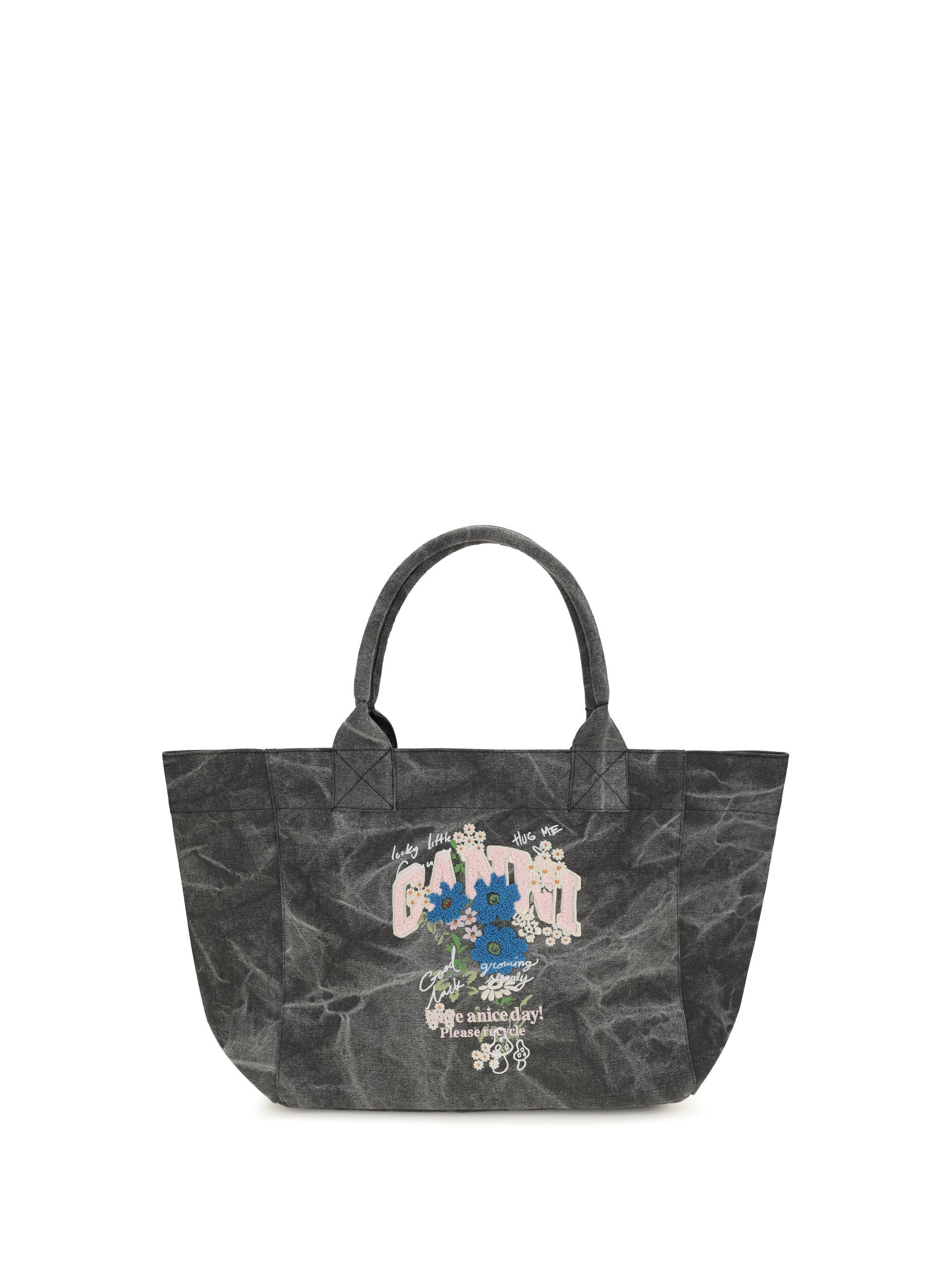medium trapeze flower-print shopping bag