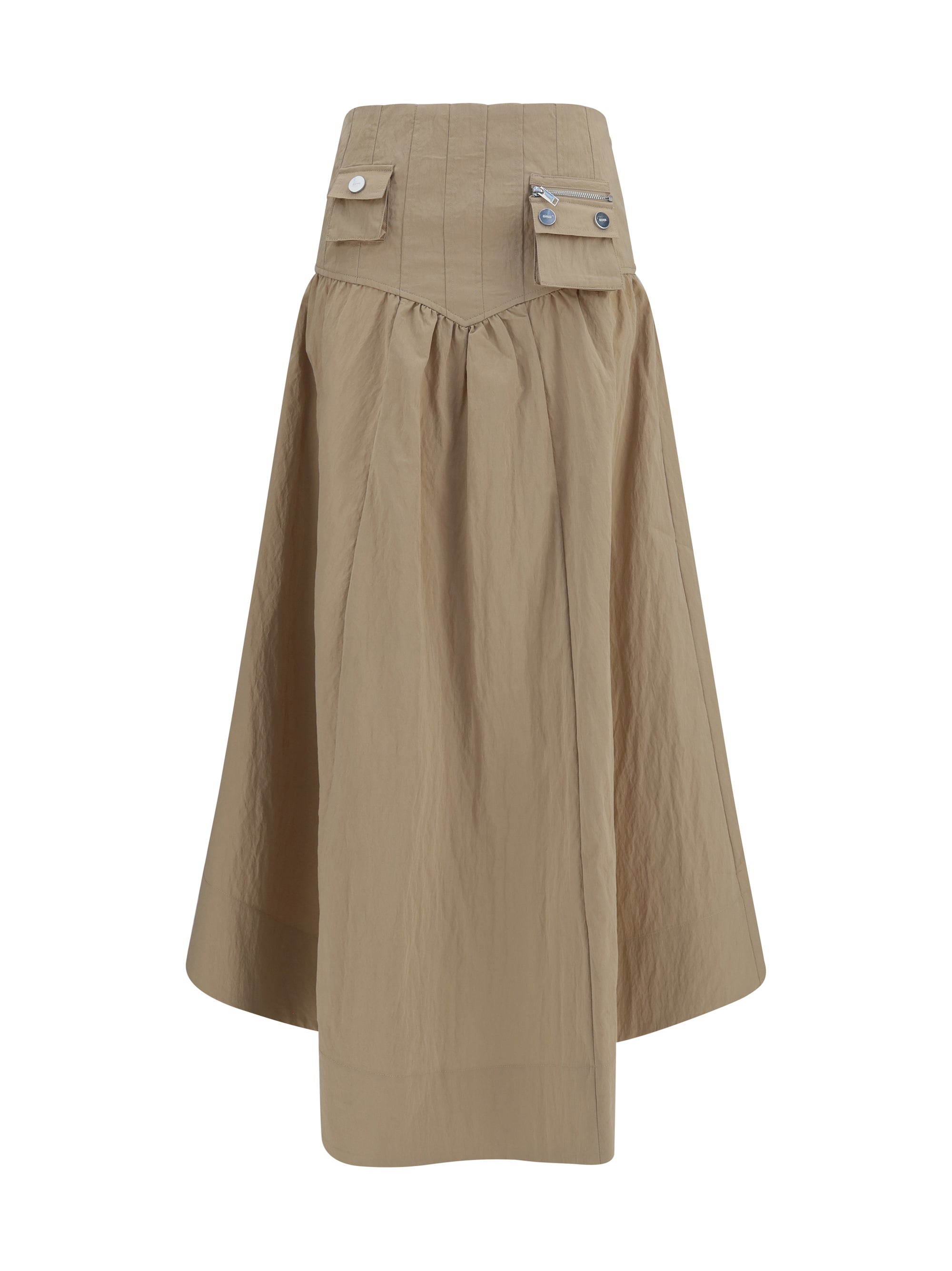 corset-detail and ruched midi skirt