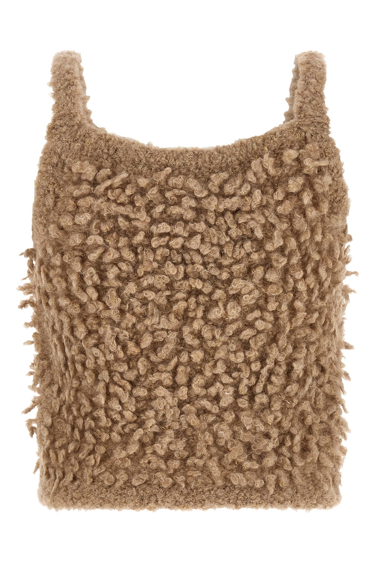 peserico cropped top redefines contemporary knitwear through tactile volumes and