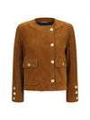 short suede jacket with buttons