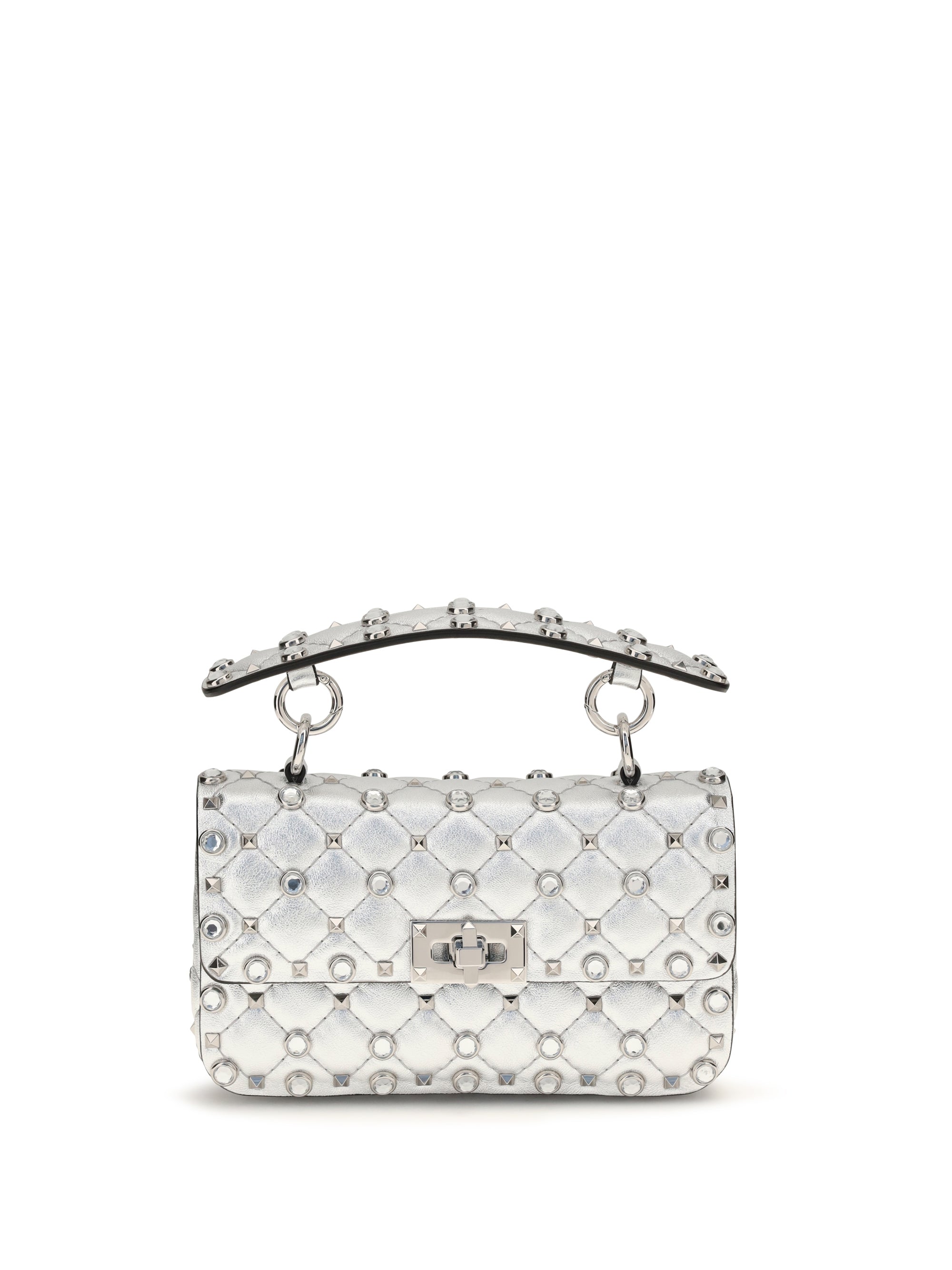 rockstud handbag in laminated leather