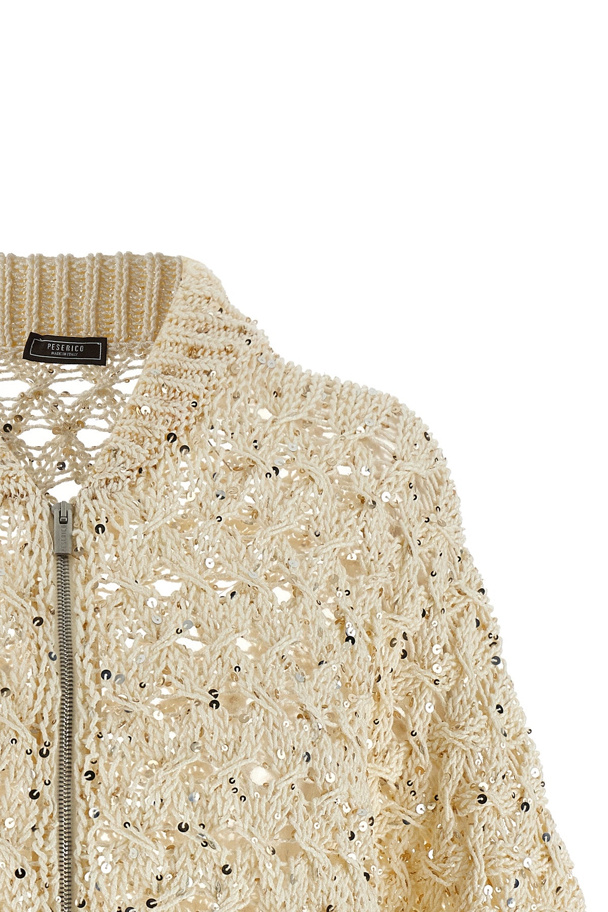 knitted cotton mesh cardigan
