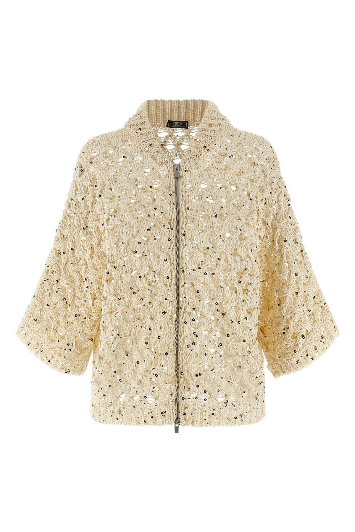 knitted cotton mesh cardigan