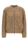 the peserico bomber jacket redefines the codes of knitwear through material volu