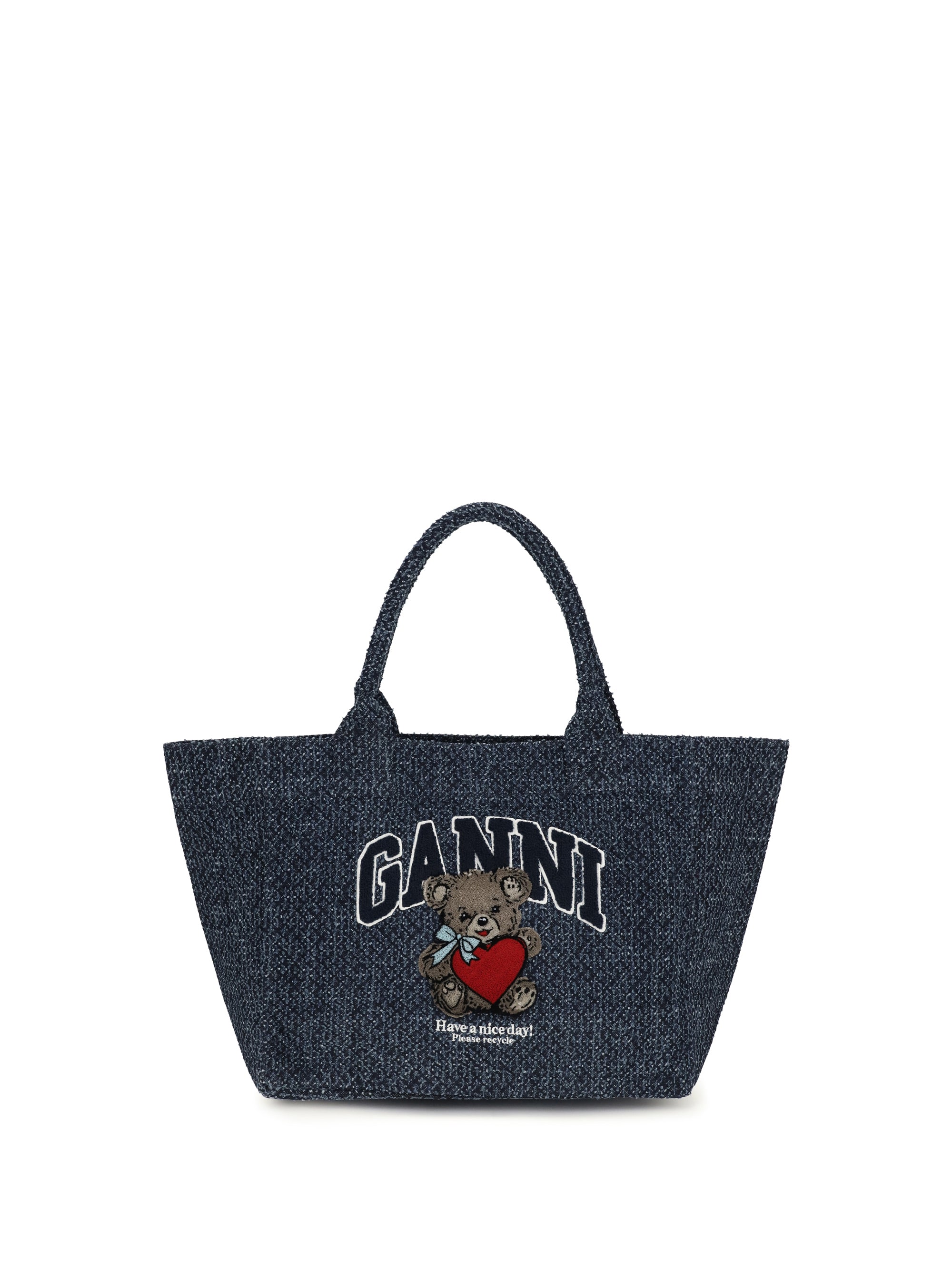 medium denim tote bag with bear