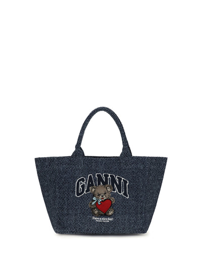 medium denim tote bag with bear