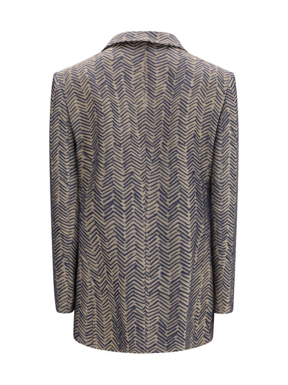 GIORGIO ARMANI 42 single-breasted jacket cchevron jacquard viscose