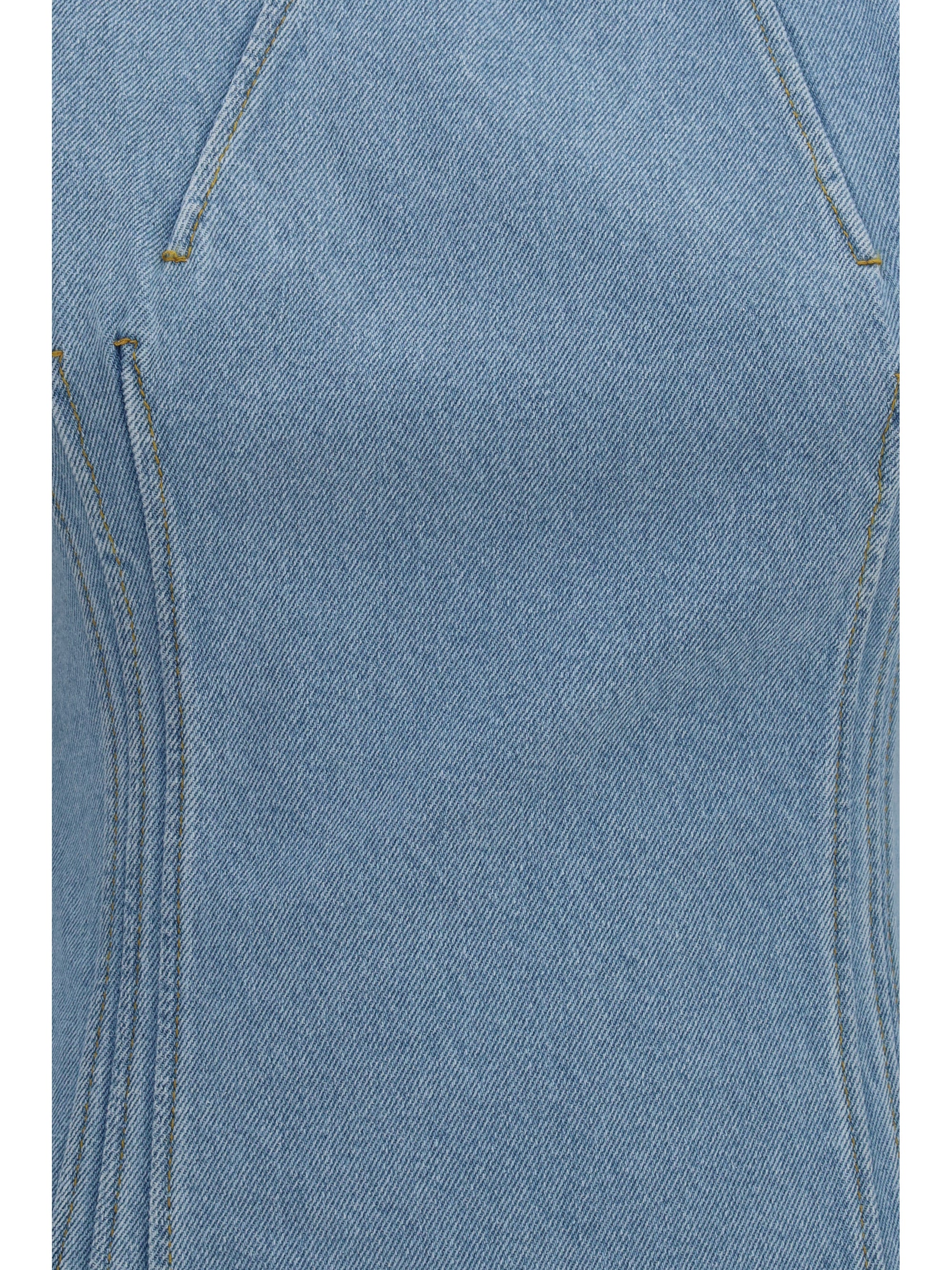 short-sleeve denim mini dress