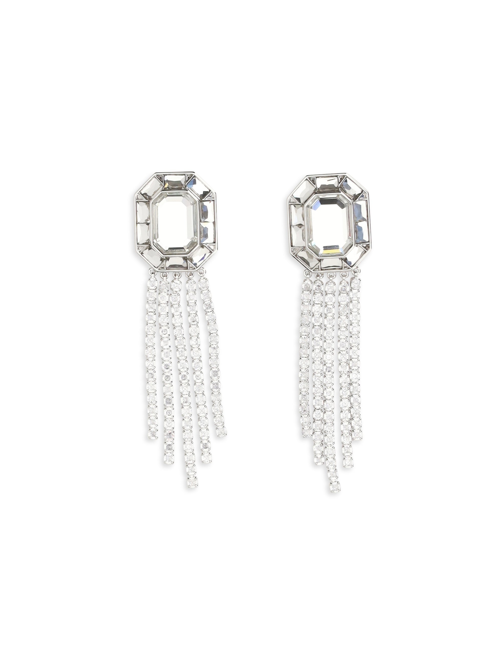 silver crystal drop earrings