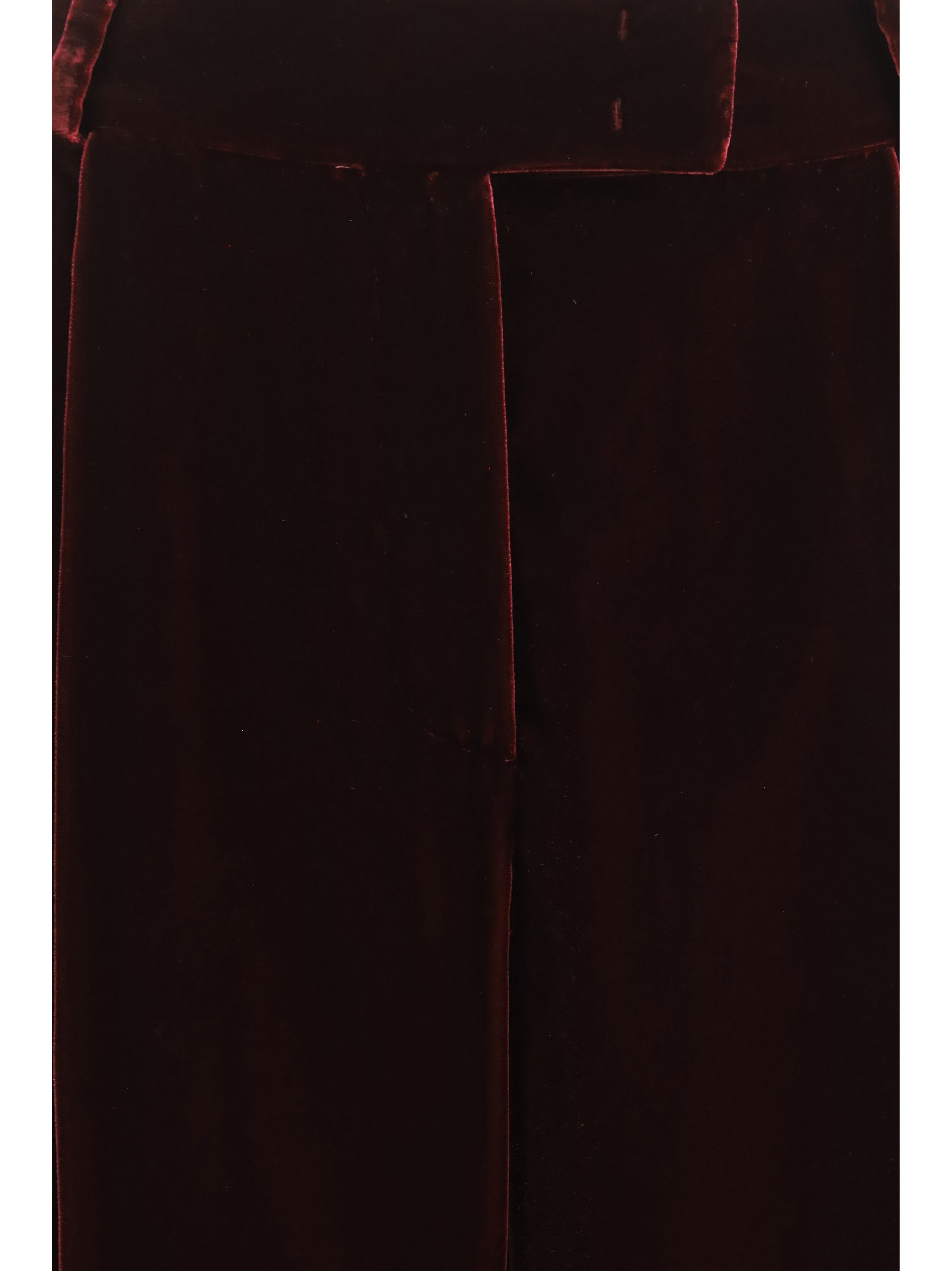wide leg pants with double pleats in viscose and silk velvet