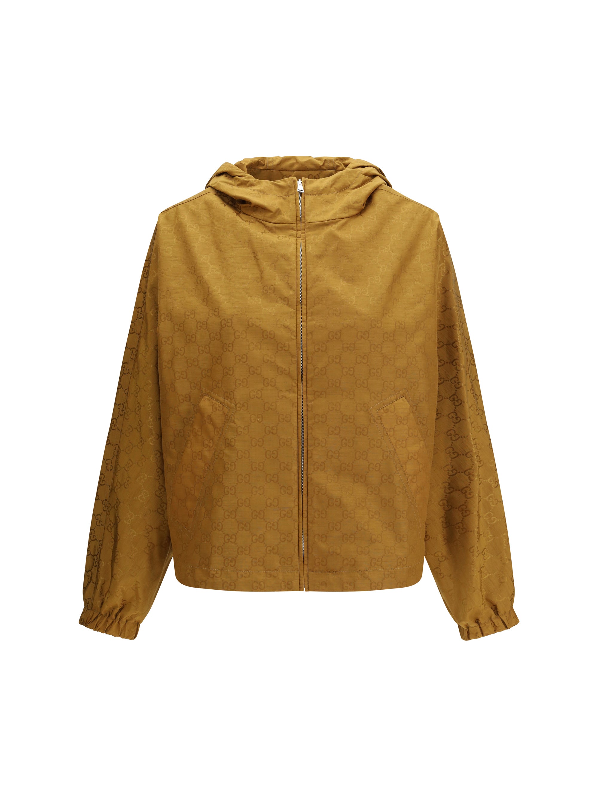 short technical jacquard jacket with all-over gg motif