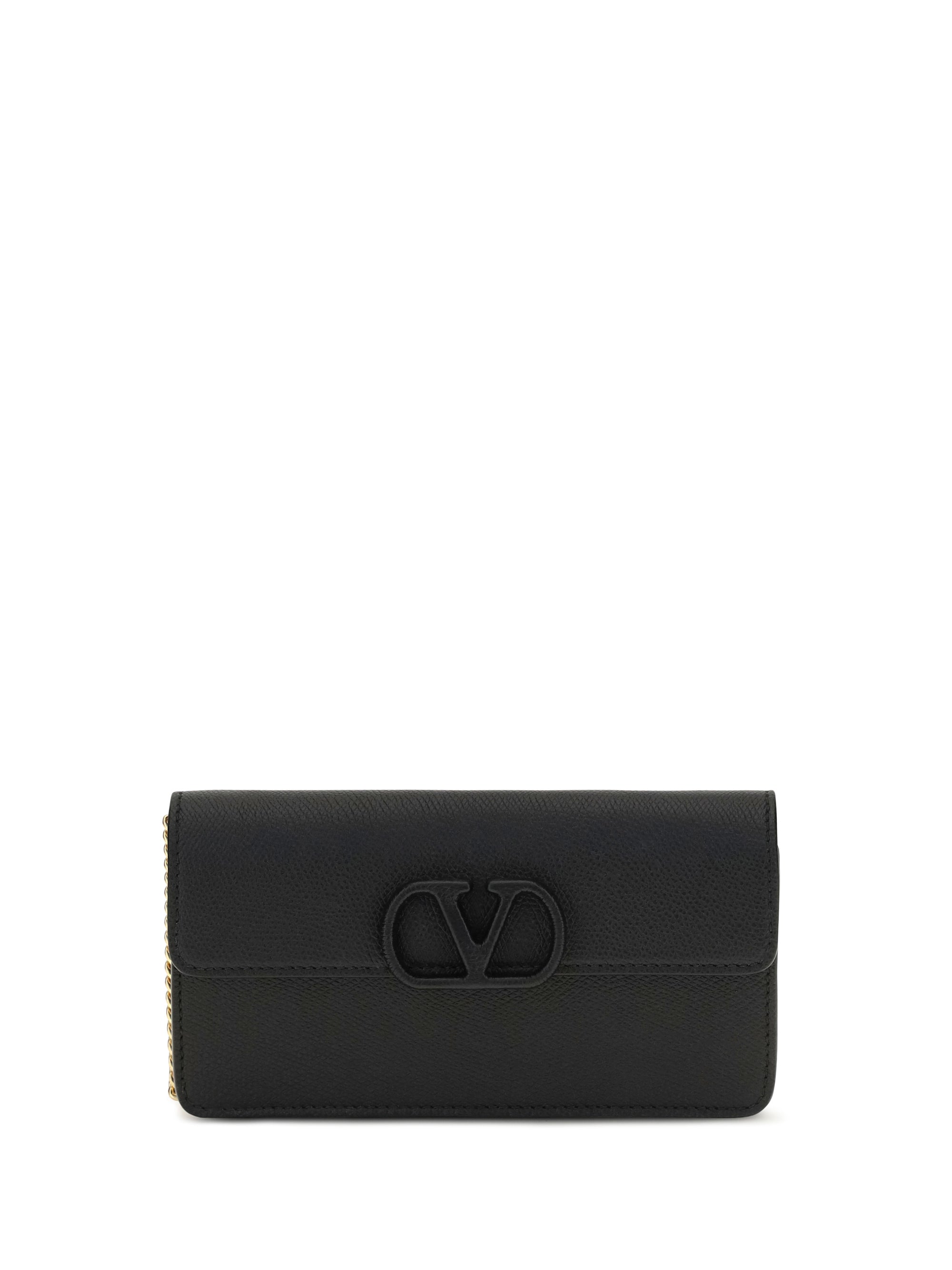vlogo signature grainy calfskin chain wallet