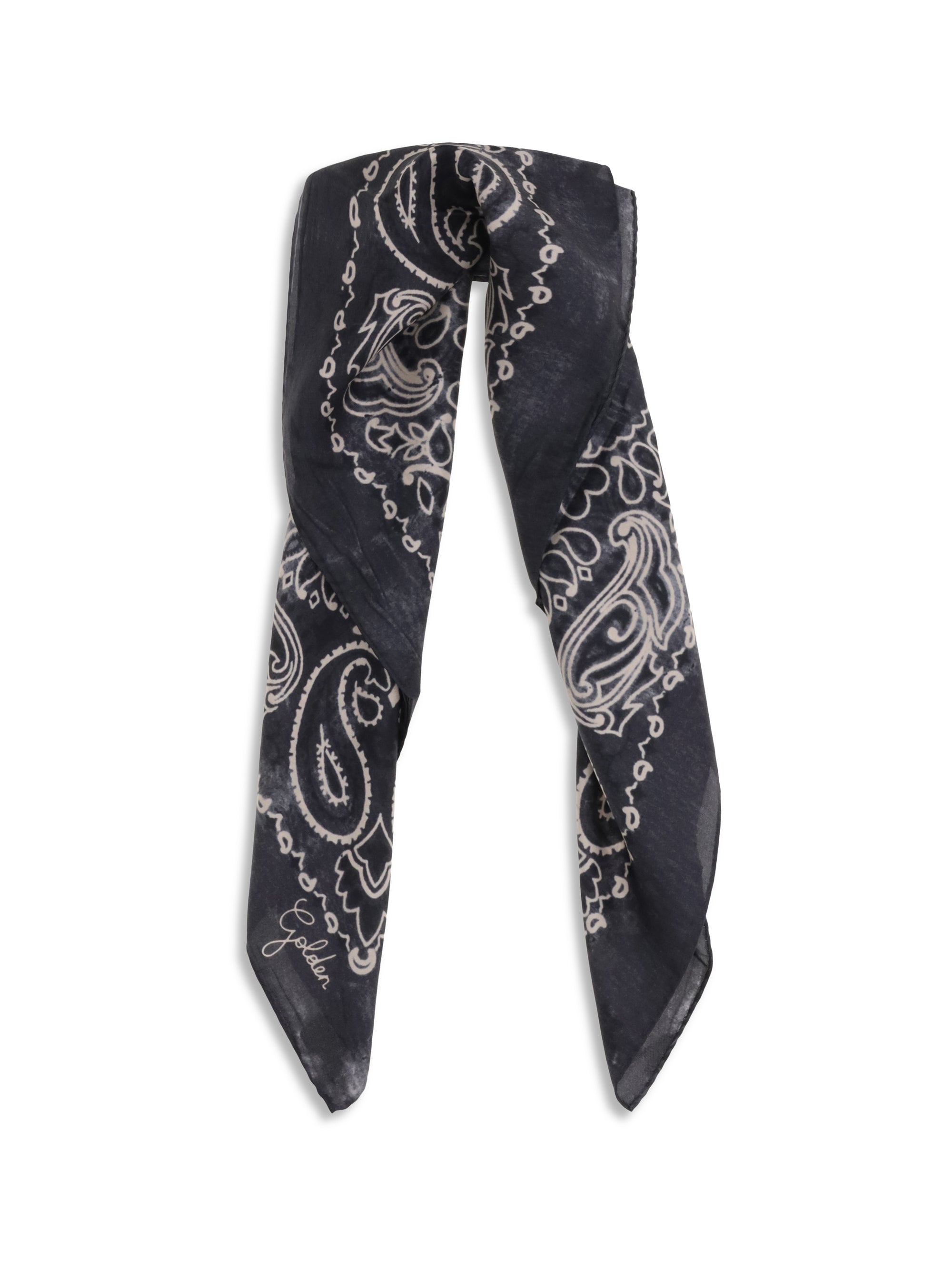 golden paisley printed silk scarf