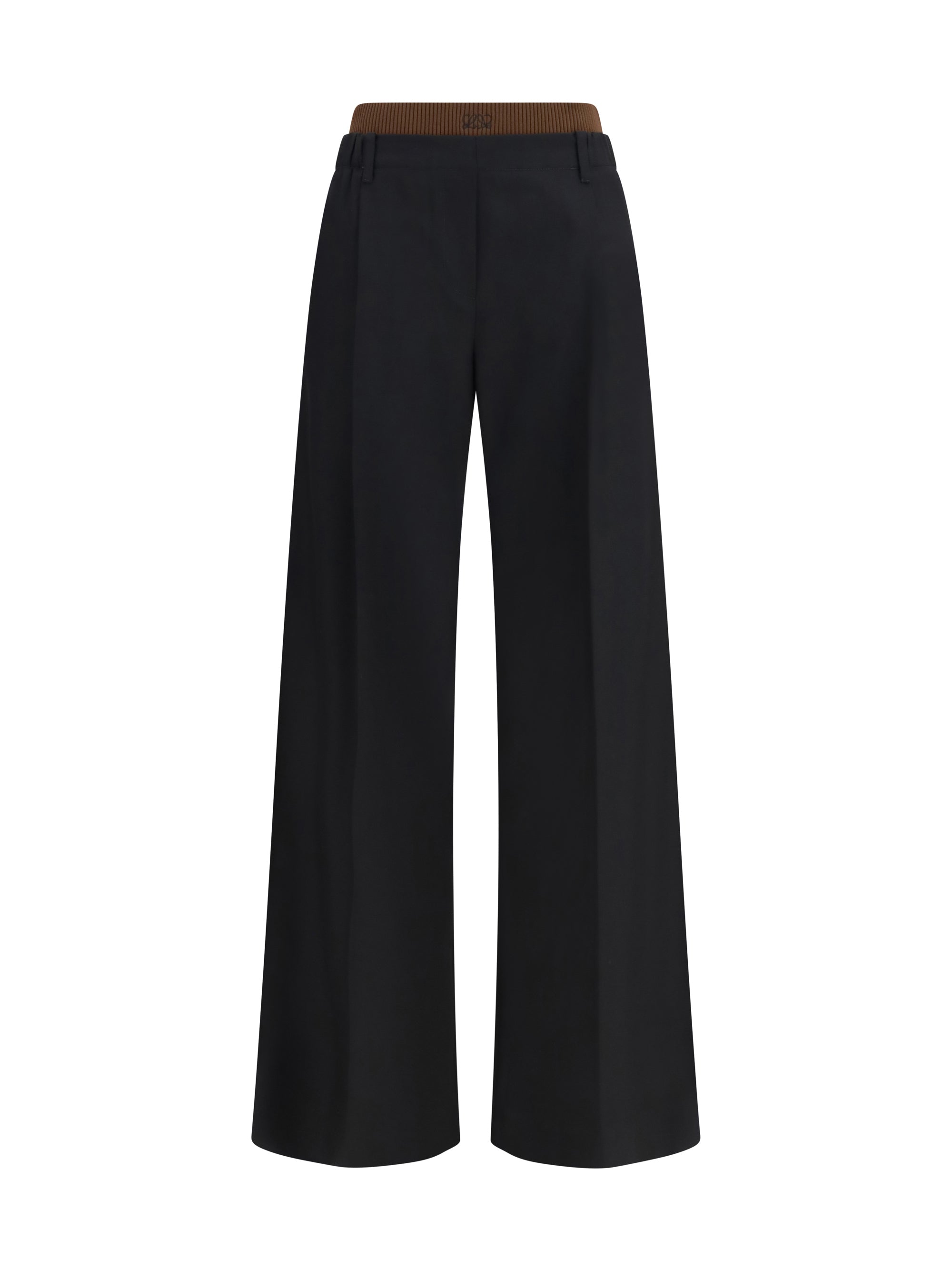 wide-leg pants with ribbed waistband