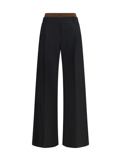 wide-leg pants with ribbed waistband