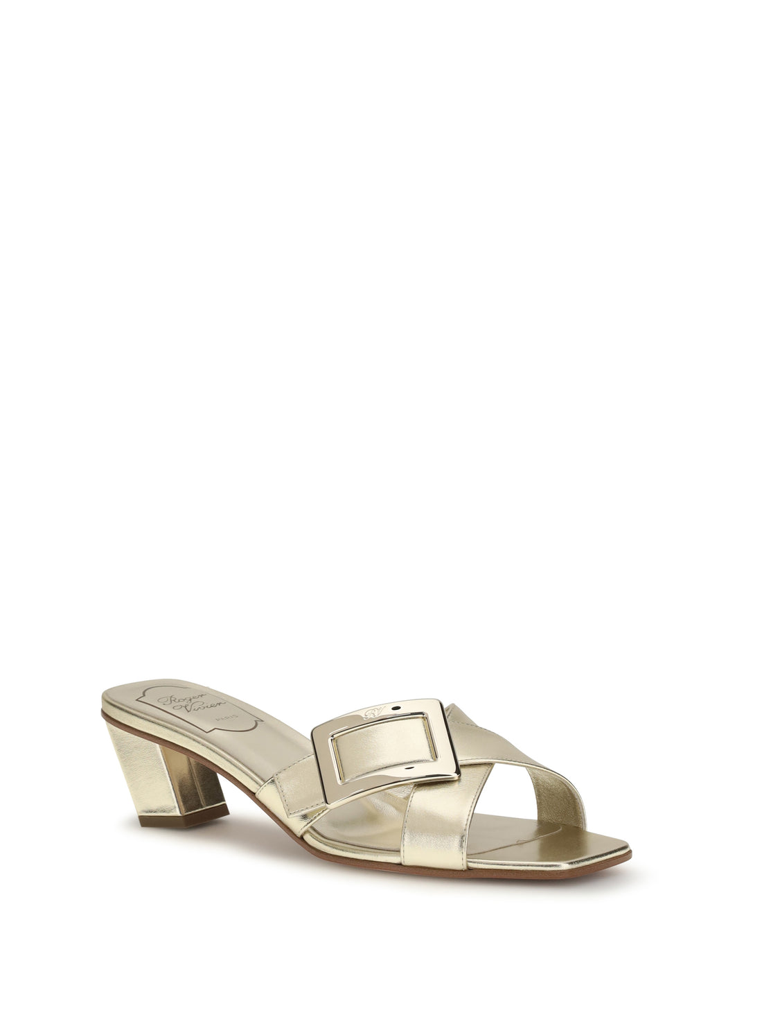 ROGER VIVIER 36 laminated leather mules sandals