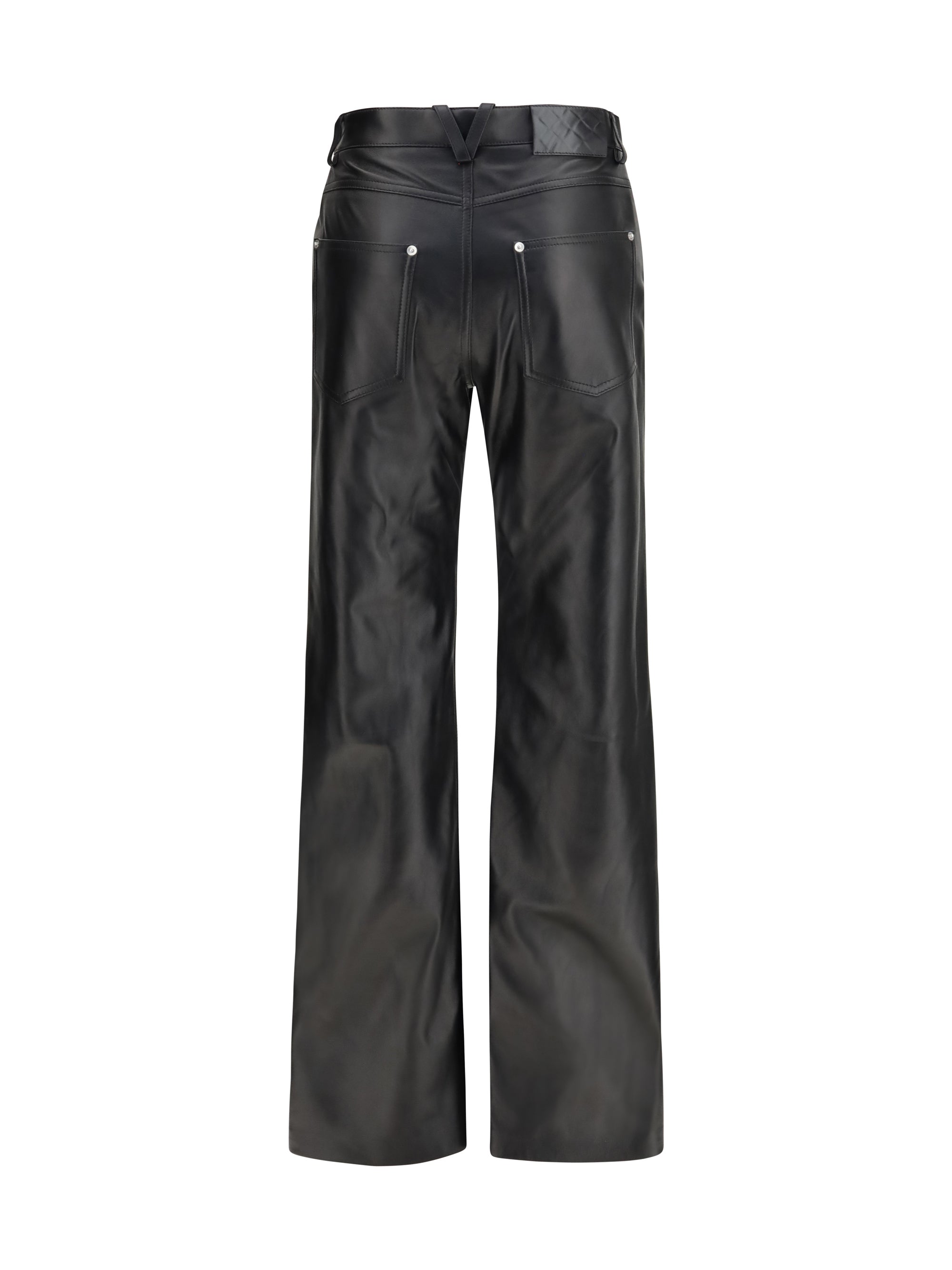 glossy leather flared pants