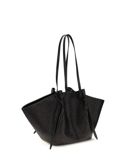 YUZEFI OS large raffia mochi shoulder bag