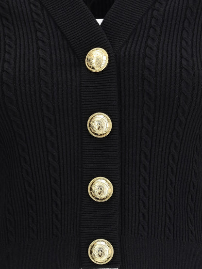 BALMAIN 36 ribbed and braided cardigan