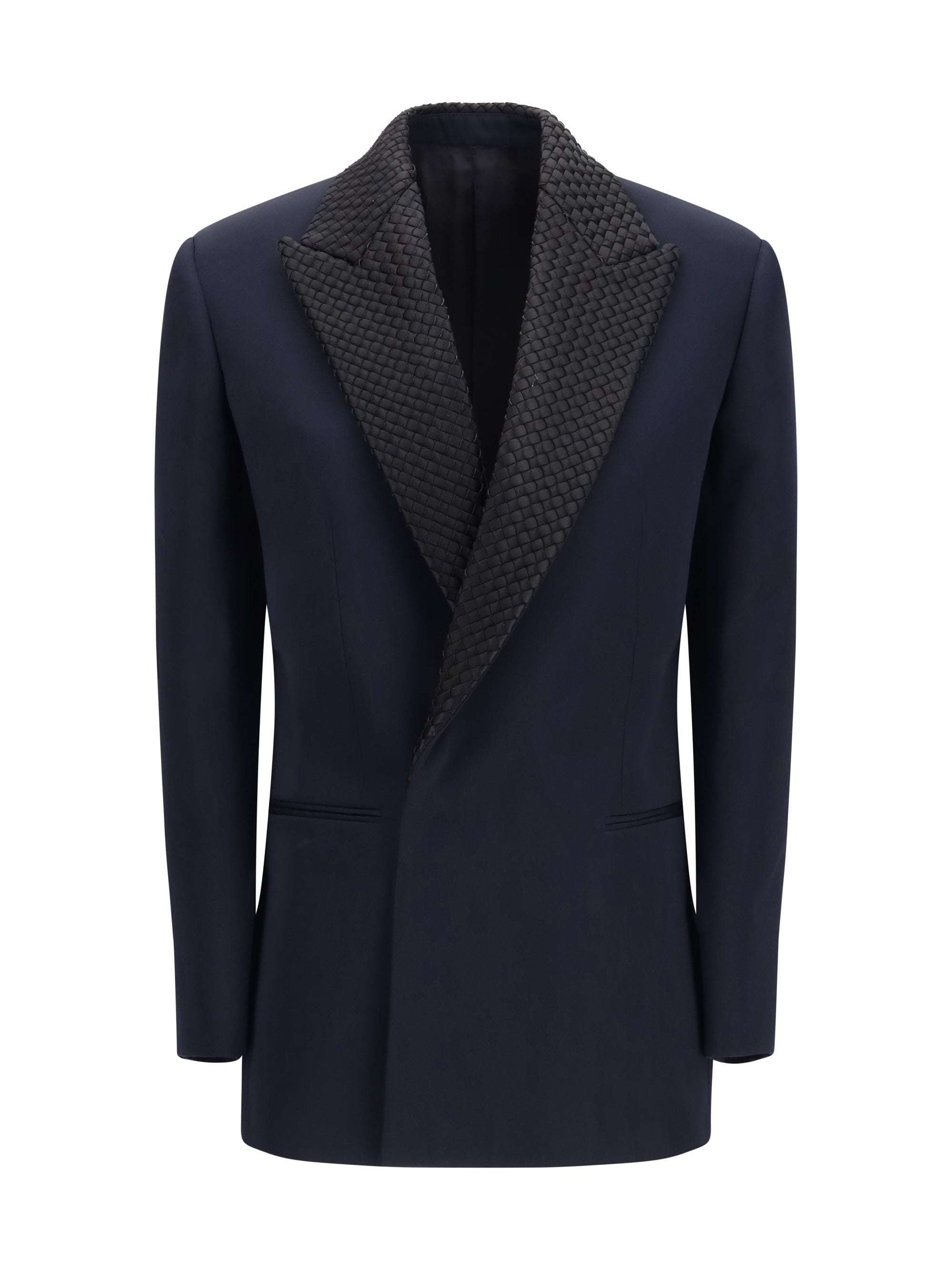 single breasted jacket with intrecciato motif
