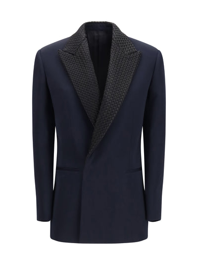 single breasted jacket with intrecciato motif