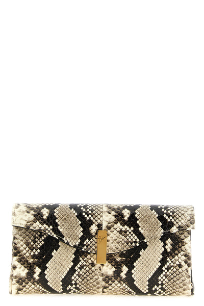 flutie python print leather clutch