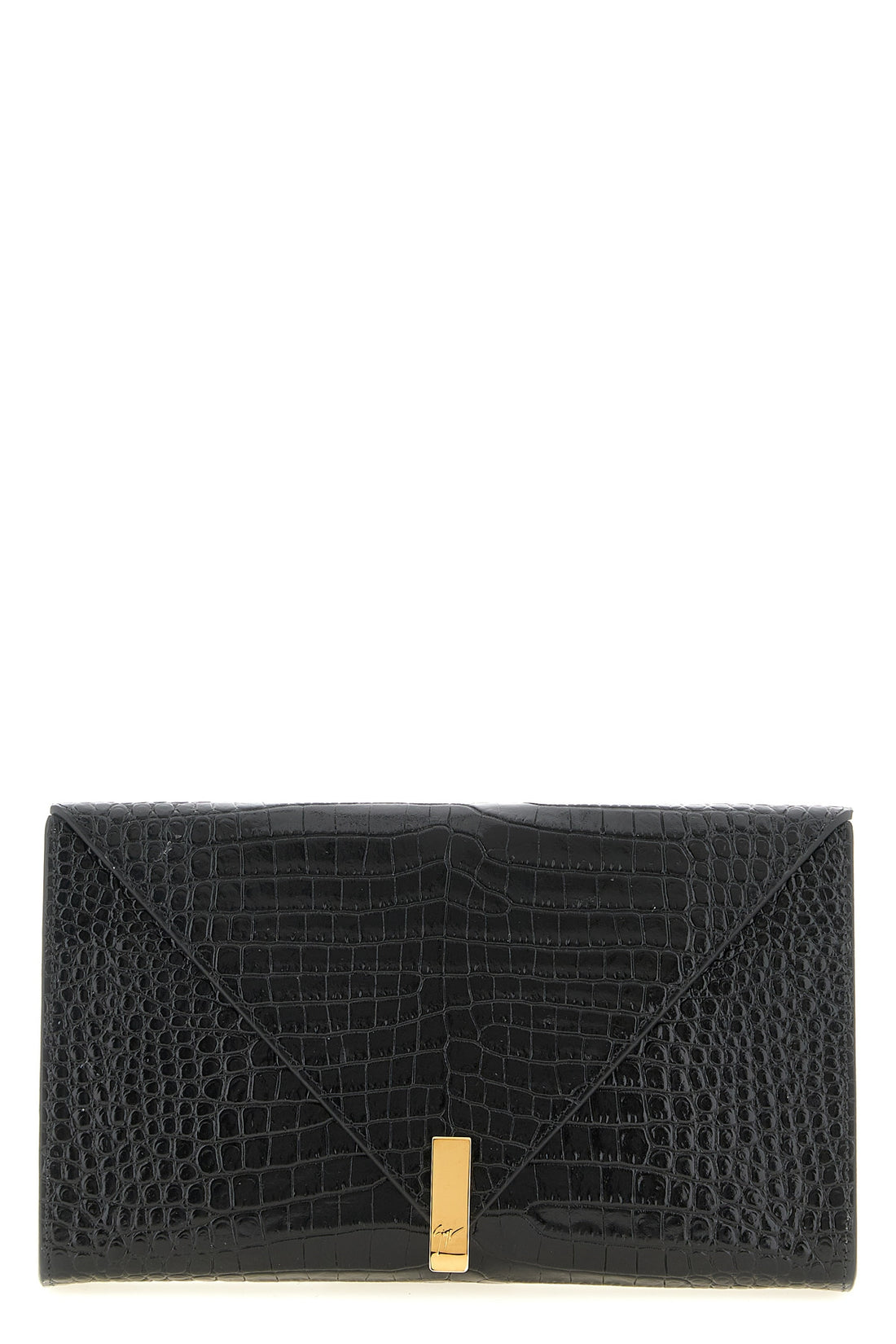 GIUSEPPE ZANOTTI OS pouch-style clutch bag in shiny croc print leather