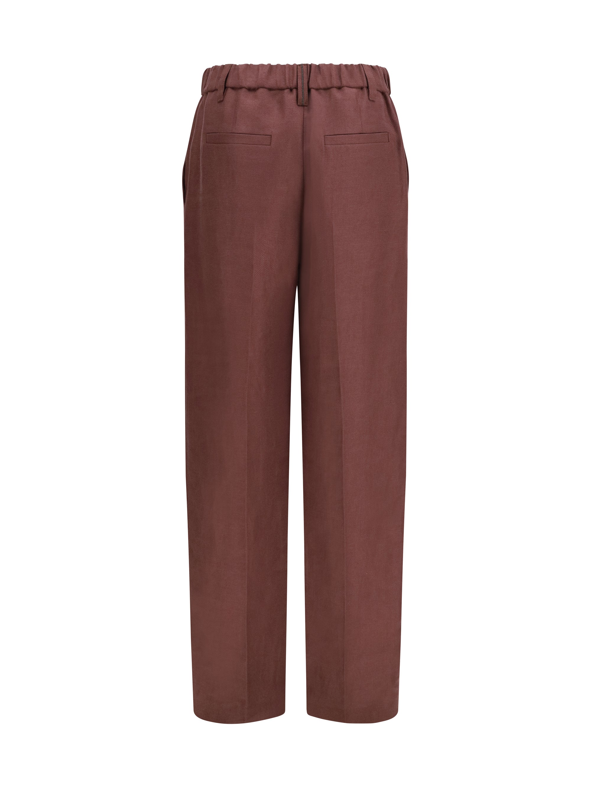 wide-leg pants in linen with elastic waistband and belt loops