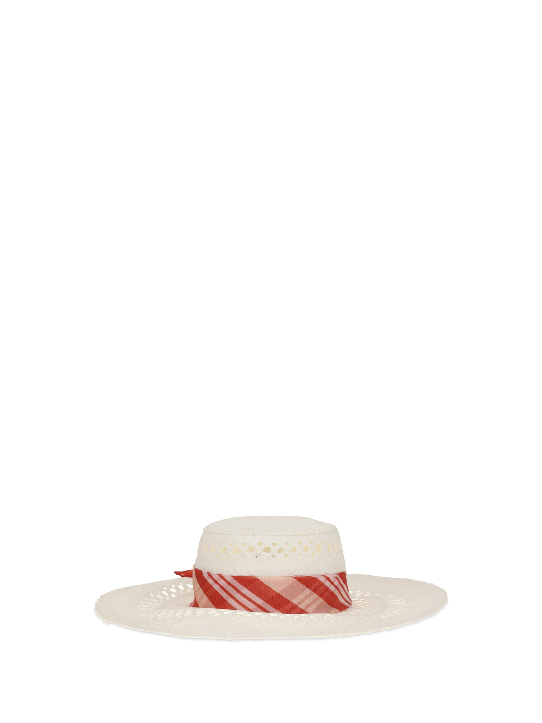 ERMANNO SCERVINO S wide-brim hat with vichy print silk scarf