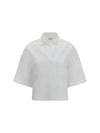 crop cotton organza polo with broderie anglaise