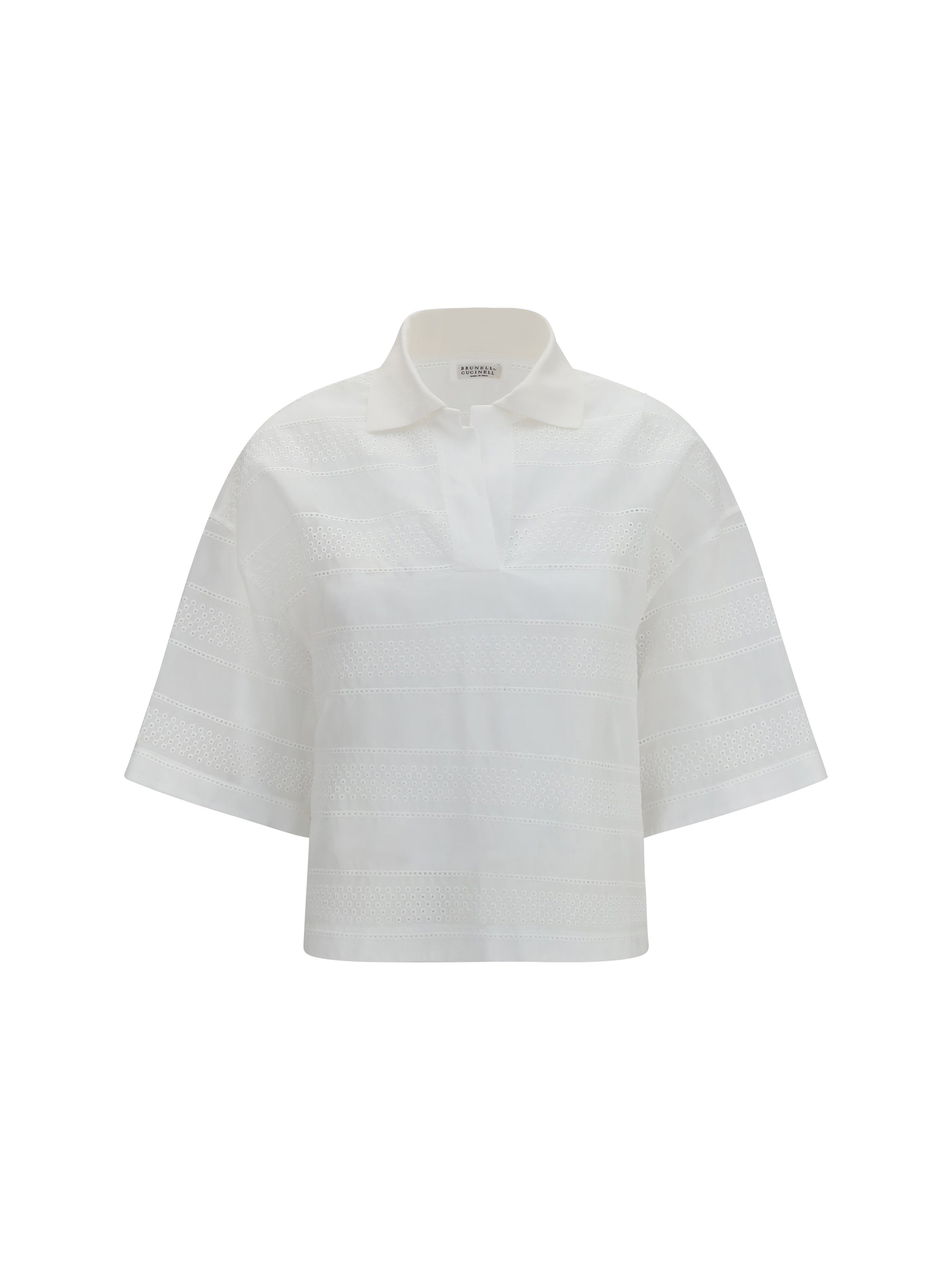 crop cotton organza polo with broderie anglaise