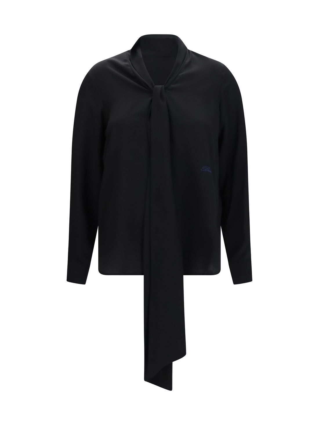 BURBERRY 6 silk blouse with embroidered logo and scarf detail