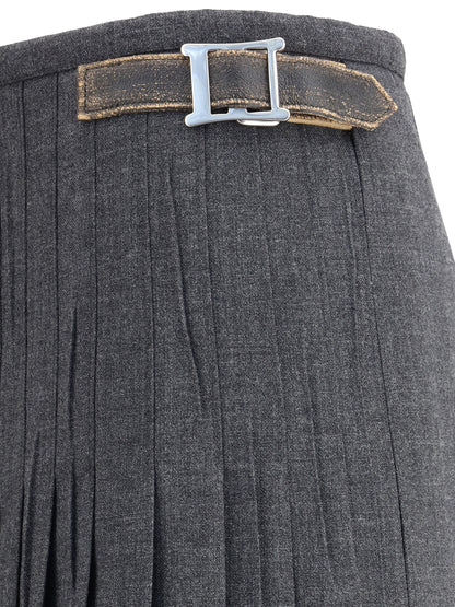 PRADA 40 pleated skirt in kid mohair