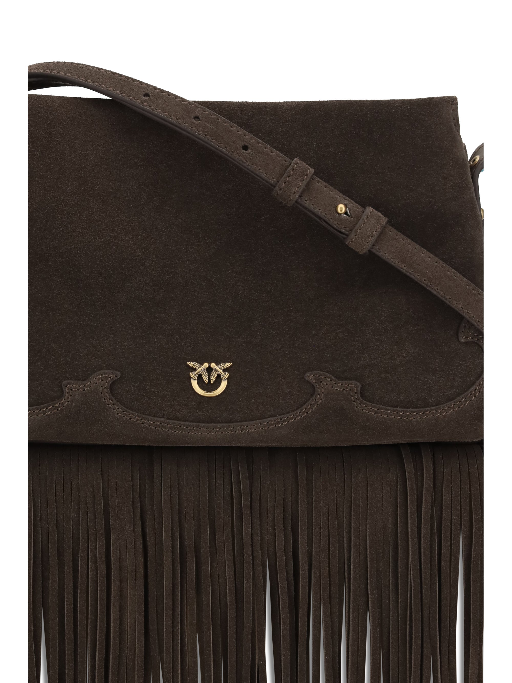 suede shoulder bag with fringes