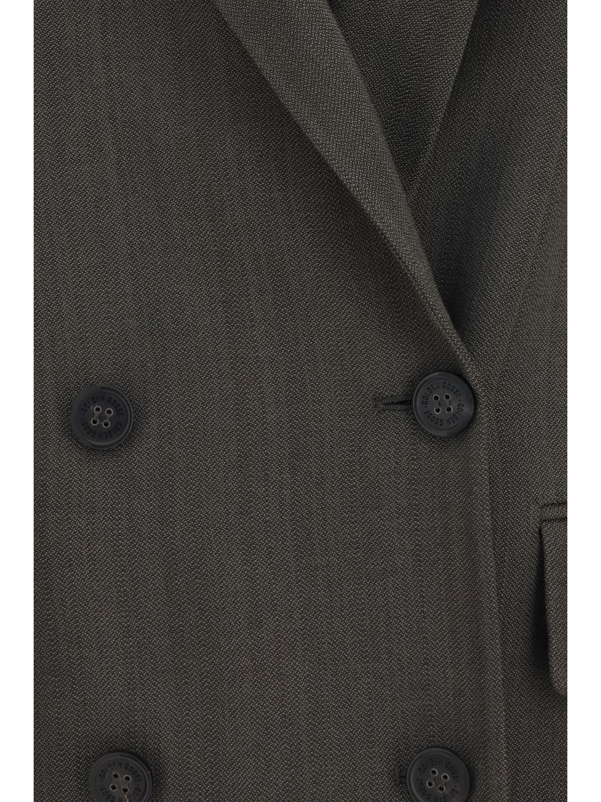 double-breasted blazer with drawstring