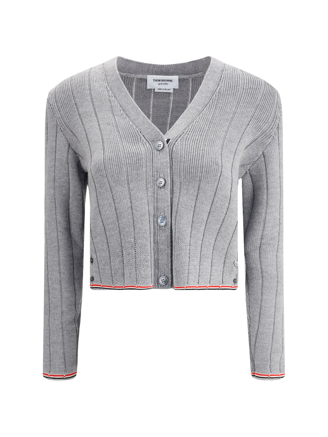 THOM BROWNE 38 ladder full needle rib stitch v neck car