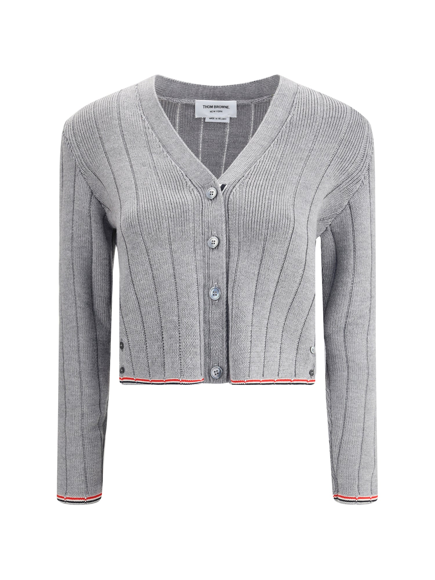 THOM BROWNE 38 ladder full needle rib stitch v neck car
