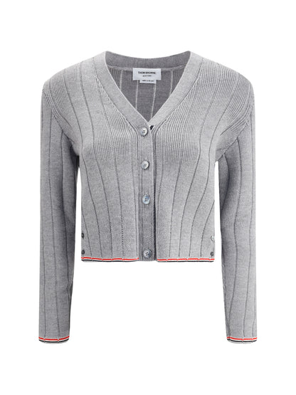 THOM BROWNE 38 ladder full needle rib stitch v neck car