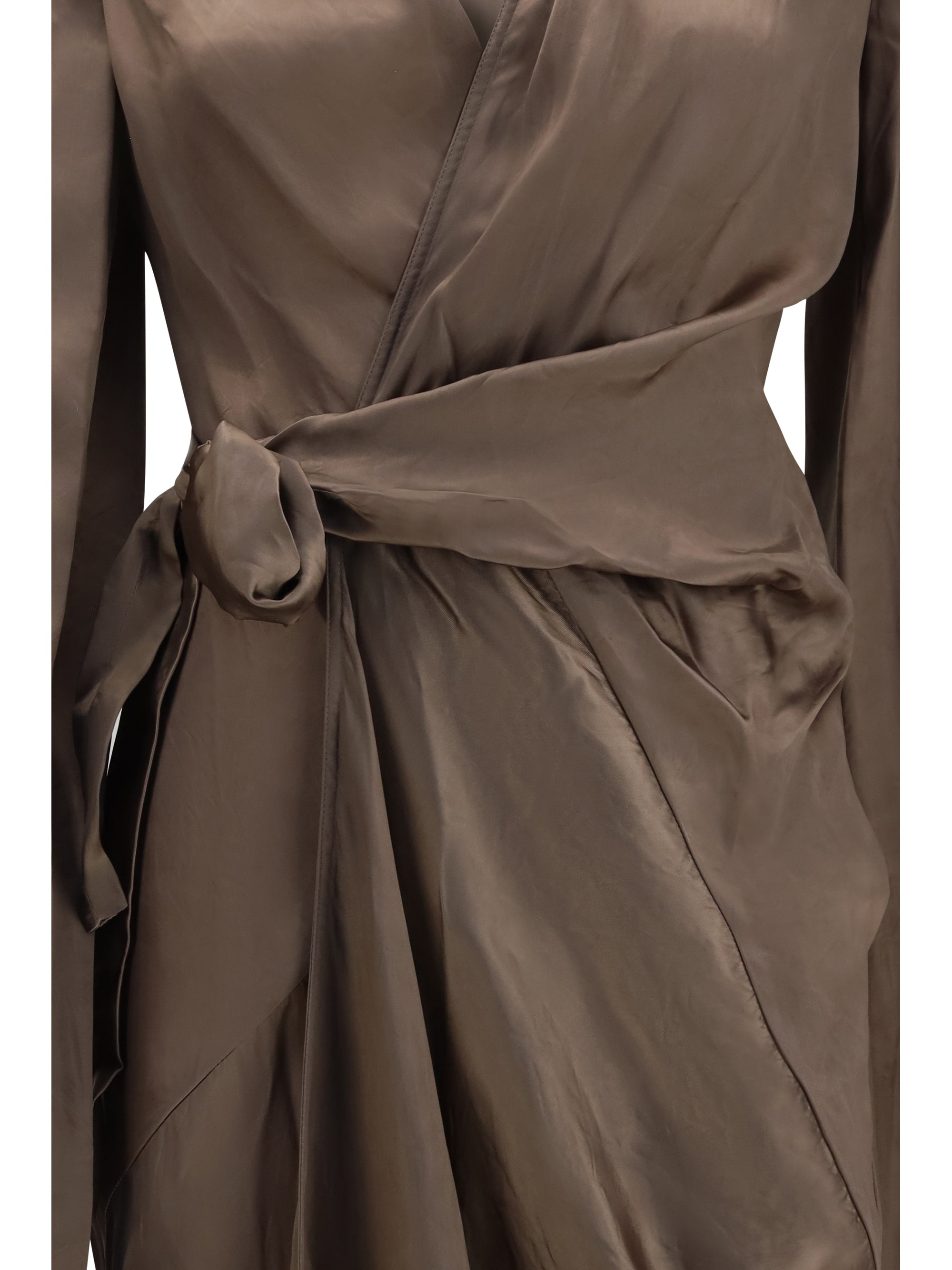 asymmetric wrap dress with knot fastening