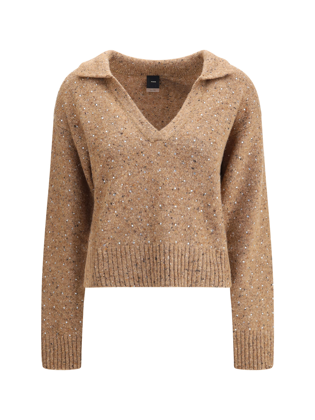 PINKO L v-neck sweater with rhinestones