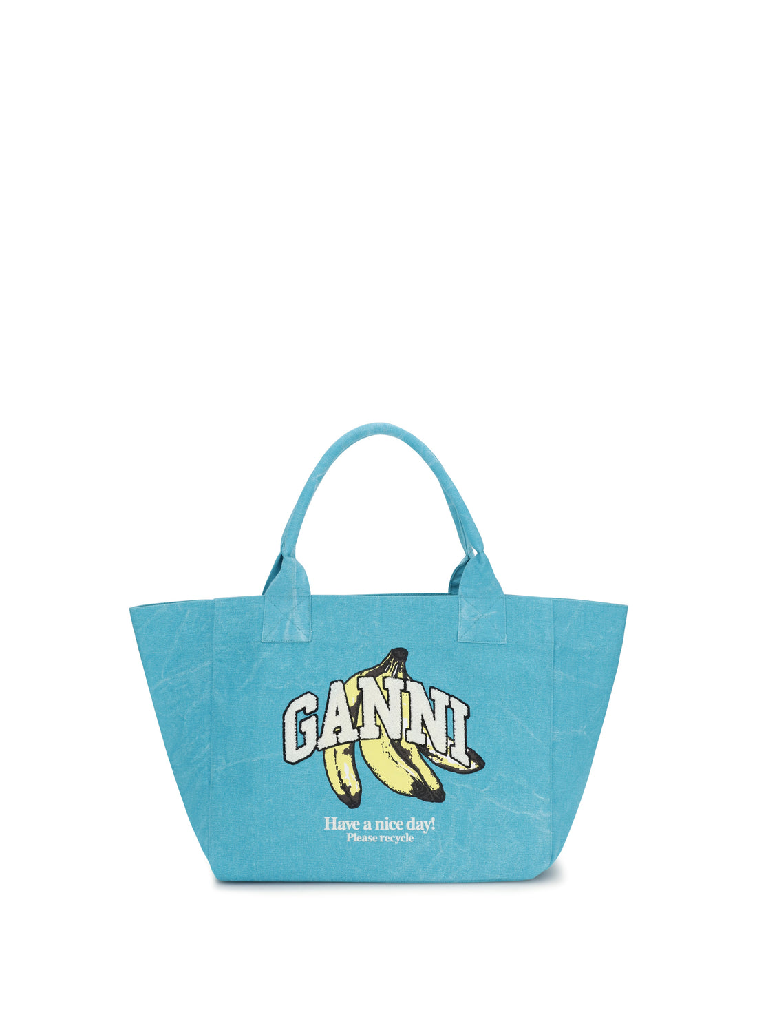 GANNI OS medium banana print tote bag