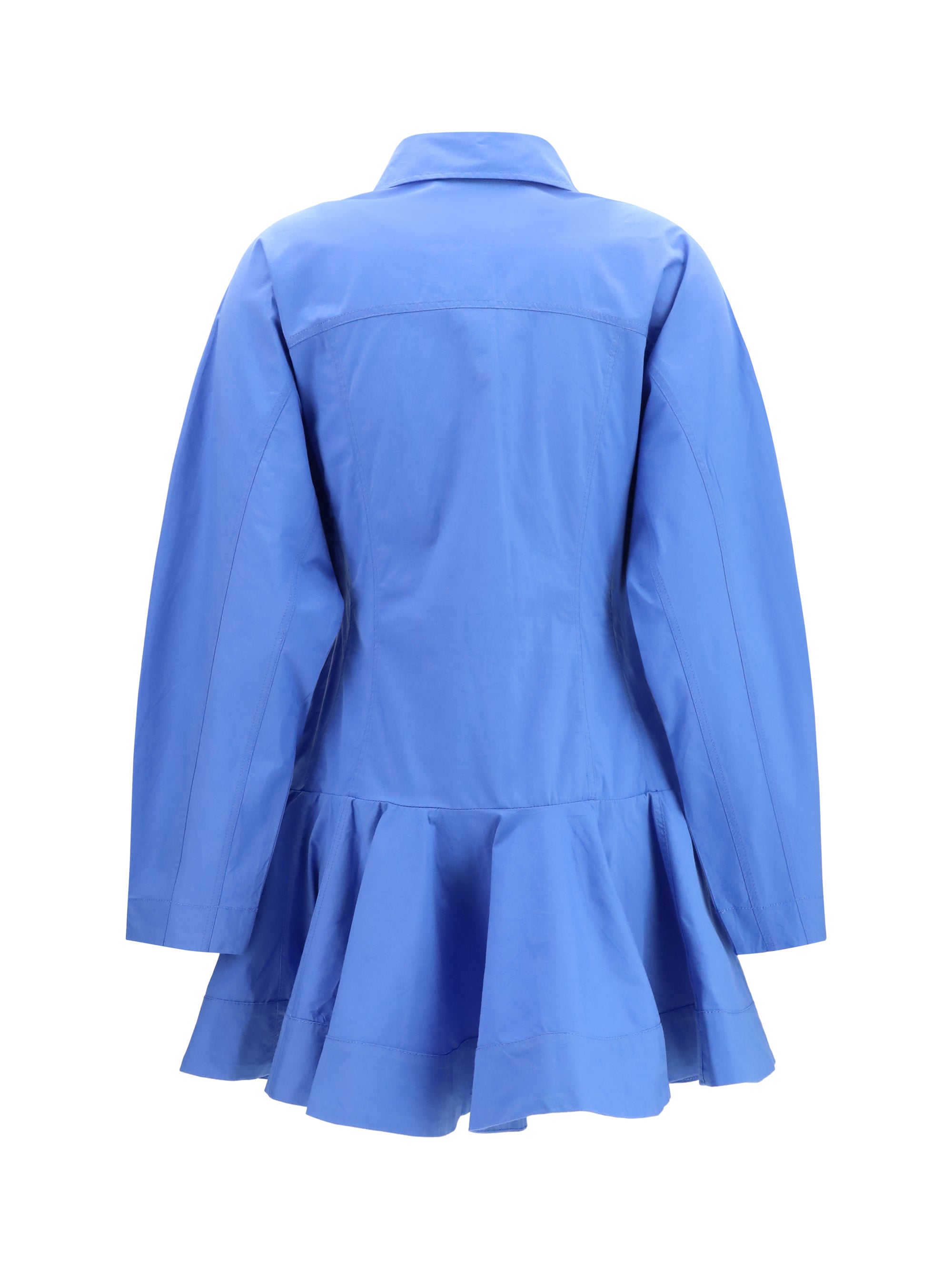 cotton shirt dress with balloon skirt